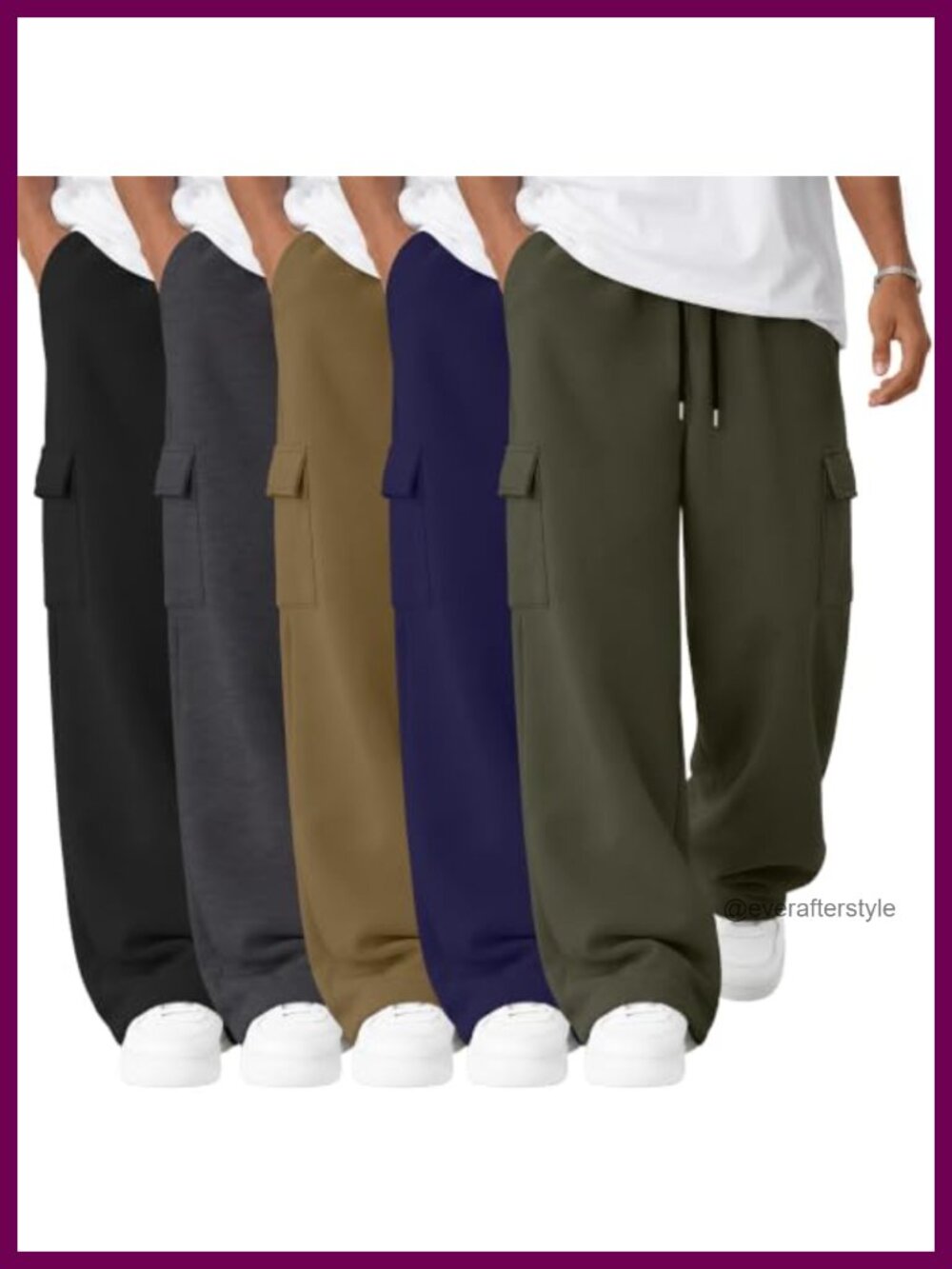 5 Pack Men's Big & Tall Cargo Sweatpants Polyester Spandex Pockets